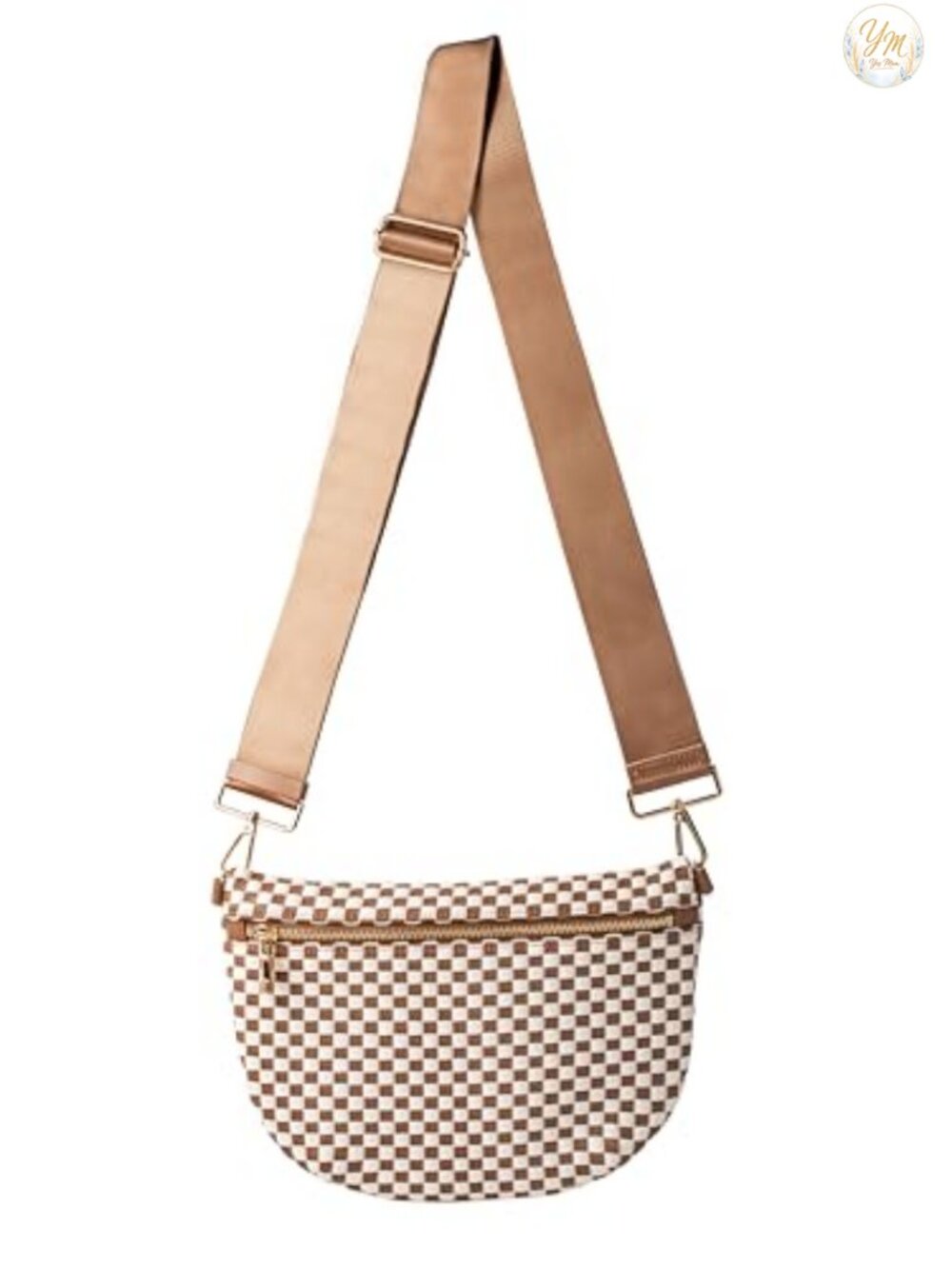 Woven Crossbody Bag Vegan Leather Checkered Sling Purse Adjustable Strap